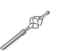 Home Harmony® Caprice Diamante 16-19mm Telescopic Extendable Metal Curtain Pole Set, Brushed Silver Black White (Bird Cage Silver, 180-320 cms)