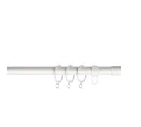 Home Harmony® Clarice End Cap 16-19mm Telescopic Extendable Metal Curtain Pole Set, Brushed Silver Black White (White, 180-320 cms)