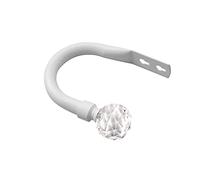 Home Harmony® Crystal Ball Finial Telescopic Extendable Curtain Pole set In Black or Silver and Matching Holdbacks Available (White, Pair Of Holdbacks)