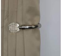 Home Harmony® Fluted Crystal Ball Finial Telescopic Extendable Curtain Pole set In Black Silver White and Matching Holdbacks Available (Silver, Holdback Pair)