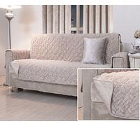 Home Harmony Luxury Super Soft Plush Fur Quilted Water Resistant non Slip Furniture Sofa Arm Chair Protector Throw (Beige, 3 Seater Sofa)