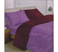 Home Harmony Single Size Reversible Plain Satin Complete Set Amethyst Purple Single 4pc Bedding Set Quilt/Duvet Cover Fitted Sheet & 2 Pillowcases
