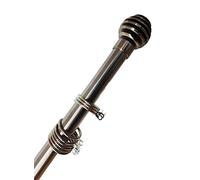 Home Harmony® Sliced Ball Finial Telescopic Extendable Curtain Pole set In Black or Silver and Matching Holdbacks Available (Silver, 180-340 cm)
