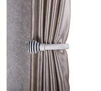 Home Harmony® Sliced Ball Finial Telescopic Extendable Curtain Pole set In Black Silver White and Matching Holdbacks Available (White, Pair Of Holdbacks)