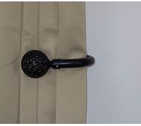 Home Harmony® Sphere Geo Finial Telescopic Extendable Curtain Pole set In Black Silver White and Matching Holdbacks Available (Black, Holdback Pair)