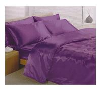 Home Harmony Super King Size Reversible Satin Complete Set Amethyst 6 Piece Super King Bedding Set Quilt/Duvet Cover Fitted Sheet & 4 Pillowcases