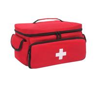 Home Health Bag - Pill Vial Organizer, Travel Pharmacy Handbag, Medical Supplies Kit | Portable Multi-Compartment Nurse Medicine Bag, Red, Se référer au descriptif, Refer to description