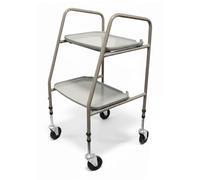 Home Helper Trolley on Wheels - Height Adjustable Mobility Trolley with Two Removable Trays - Strong Steel Frame Mobility Aid Walker - Easy-to-Clean Catering Trolley for Kitchen and Home Use