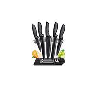 Home Hero 7-Piece Ultra-Sharp Stainless Steel Knife Set with Block (HHKS0056) - 5 Knives, Sharpener, Safety Guard, Stand, Black