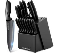 Home Hero Ultra-Sharp Stainless Steel Kitchen Knife Set - Chef Knives Set (16 pcs Block Set - Black with Block)