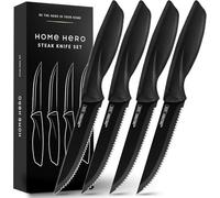 Home Hero Ultra-Sharp Stainless Steel Kitchen Knife Set - Chef Knives Set (4 pcs Steak Knife Set - Black)