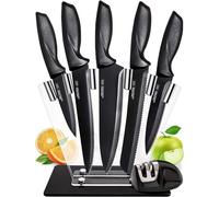 Home Hero Ultra-Sharp Stainless Steel Kitchen Knife Set - Chef Knives Set (7 pcs Set - Black with Knife Block)