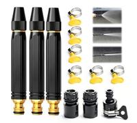 Home High-Pressure Car Wash Water Gun, 2026 Upgraded High Pressure Hose Nozzle with 3 Spray Patterns, Adjustables Metal Handheld Water Nozzle Heavy Duty Twist Hose Nozzle for Car Garden (3PC)