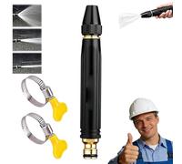 Home High-Pressure Car Wash Water Gun with Booster Nozzle, Adjustable Spray Patterns, High Pressure Hose Nozzle for Cars, Plants, Vegetables, Patio Cleaning (1 Nozzles+2 Hose Clamps)