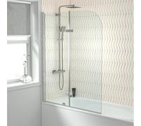 Home Hinged 1200 x 1400mm Bathtub Screen, 6mm Tempered Glass - Aluminium