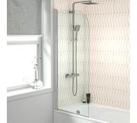 Home Hinged 600 x 1400mm Bathtub Screen, 5mm Tempered Glass - Aluminium