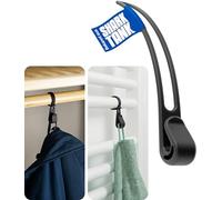 Home Hook Towel Rail without Drilling and Gluing (1 Piece) - for the Whole Household, the Hook is Your New Bathroom and Kitchen Organiser, Top Housewarming Gift, Holds 10 kg, 1 x Coat Hook Black