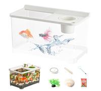 Home Hydroponic Aquarium - Small Fish Bowl Desktop Tank with LED Light, Aquatic Display Eco Garden Bio System Decorative Box Planter Combo | Table Tank Aqua Setup Moulding Habitat Jar Fish Keeper O