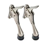 HOME&I One Touch Easy Pedal Door Stop Stopper Height Adjustable Kick Down Door Stop with Rubber Tip Spring Lever Screw Type (Stain Nickel, 4 Inch x 2 Pack)