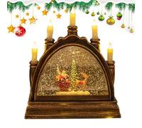 Home Illuminated Christmas Snow Globe, Christmas Snow Globes | Winter Scene Musical Lantern Decoration,Water Sparkling Flameless Candles Ornament for Bookcase, Table, Study