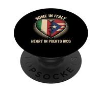 Home in Italy Heart in Puerto Rico Italy Puerto Rican Roots PopSockets Adhesive PopGrip