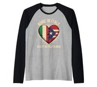 Home in Italy Heart in Puerto Rico Italy Puerto Rican Roots Raglan Baseball Tee