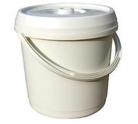 Home In Style 14L Litre Plastic Bucket With Lid Carry Handle 3 Gallon Ideal for Tub Animal Feed Bird Seed Pet Food Storage Bin Pail Household,Paint,Camping Buckets (Cream)