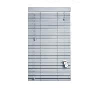 Home In Style 4U Custom Made to Measure Faux Wood Blinds Window Venetian Blinds Easy Fit Child Safe Home Office String Wooden Blinds-50mm Slats with Aluminium Headrail Grey, W60cm x L150cm