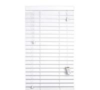 Home In Style 4U Custom Made to Measure Faux Wood Blinds Window Venetian Blinds Easy Fit Child Safe Home Office String Wooden Blinds-50mm Slats with Aluminium Headrail White, W60cm x L213cm