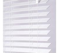 Home In Style 4U Custom Made To Measure Faux Wood Venetian Blinds with string 50mm Slats Easy Fit Child Safe Home Office Window Blinds- White, W105cm x L150cm