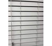 Home In Style 4U Faux Wood Blinds Window Venetian Blinds Easy Fit Child Safe Tape Trimmable Wooden Blinds-50mm Slats with Aluminium Headrail (Grey, 105x150)