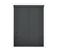 Home In Style 4U Faux Wood Blinds Window Venetian Blinds Easy Fit Child Safe Tape Trimmable Wooden Blinds-50mm Slats with Aluminium Headrail (Charcaol With Tape, 150X150)