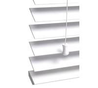 Home In Style 4U Faux Wood Window Venetian Blinds with strings Easy Fit Child Safe - 50mm Slats Trimmable Home Office Window Blinds White, W105cm x L150cm