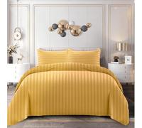 Home In Style 4U SuperKing Size Duvet Cover Sets Ochre Bedding with Satin Stripes-Reversible Hotel Bedding Duvet Cover Set with Pillowcases, Ultra Soft Breathable Hypoallergenic Quilt Bed Covers