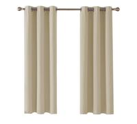 Home In Style 4U Thermal Insulated Blackout Curtains for Bedroom Windows Beige Curtains 90" width x 72" drop 2 Panels, Ring Top Eyelet Super Soft Blackout Eyelet Curtains for Living Room