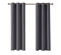 Home In Style 4U Thermal Insulated Blackout Curtains for Bedroom Windows Grey Curtain 66" width x 54" drop 2 Panels, Ring Top Eyelet Super Soft Blackout Eyelet Curtains for Living Room