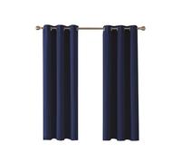 Home In Style 4U Thermal Insulated Blackout Curtains for Bedroom Windows Navy Blue Curtains 90" width x 108" drop 2 Panels, Ring Top Eyelet Super Soft Blackout Eyelet Curtain for Living Room