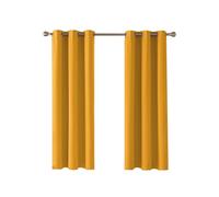 Home In Style 4U Thermal Insulated Blackout Curtains for Bedroom Windows Ochre Curtains 46" width x 90" drop 2 Panels, Ring Top Eyelet Super Soft Blackout Eyelet Curtains for Living Room