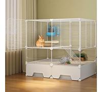 Home Indoor Rabbit Cage, Bunny Cage, Anti-Spray Rabbit Hutch, Anti-Stuck and Anti-Drill, with Drawer Chassis