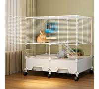 Home Indoor Rabbit Cage, Bunny Cage, Anti-spray Rabbit Hutch, Encrypted Design, Anti-stuck and Anti-drill, with Drawer Chassis(70x35x80cm)