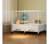 Home Indoor Rabbit Cage, Bunny Cage, Anti-spray Rabbit Hutch, Encrypted Design, Anti-stuck and Anti-drill, with Drawer Chassis(70x35x60cm)