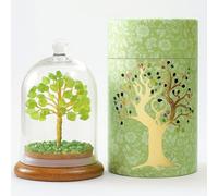 HOME INFINIX Handmade Peridot Crystal Tree in Glass Dome - Healing Gemstone Bonsai for Home Decor, Feng Shui, Wealth, Prosperity, Positive Energy, Spiritual Gift, Office Desk, Meditation, Good Luck