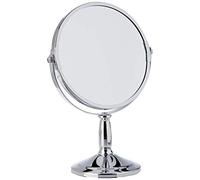 Premier Housewares Table Mirror Chrome Free Standing Mirror Silver Makeup Mirror Round Mirror Small Mirror Circle Mirror or Bathroom Mirror 23x15x15