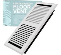 Home Intuition Contemporary Floor Vent Cover 2X12 Inch Floor Register with Mesh Cover Trap Heat and Air Walkable Metal Floor Vent for HVAC Duct, White