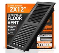 Home Intuition Contemporary Floor Vent Cover 2X12 Inch Floor Register with Mesh Cover Trap Heat and Air Walkable Metal Floor Vent for HVAC Duct, Matte Black