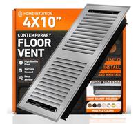 Home Intuition Contemporary Floor Vent Cover 4X10 Inch Floor Register with Mesh Cover Trap Heat and Air Walkable Metal Floor Vent for HVAC Duct, Light Grey