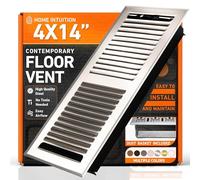 Home Intuition Contemporary Floor Vent Cover 4X14 Inch Floor Register with Mesh Cover Trap Heat and Air Walkable Metal Floor Vent for HVAC Duct, Satin Nickel