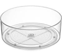 Home Intuition Round Plastic Clear Lazy Susan Turntable Food Storage Container for Kitchen (9" Round, 1 Pack)
