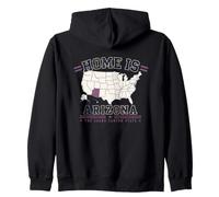 Home is Ariizona, map, United States, American, retro Zip Hoodie