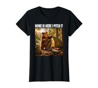 Home is here I Pitch It Camper Outdoor Wilderness Shirt Value Graphic T-Shirt, Women, Black, XL
